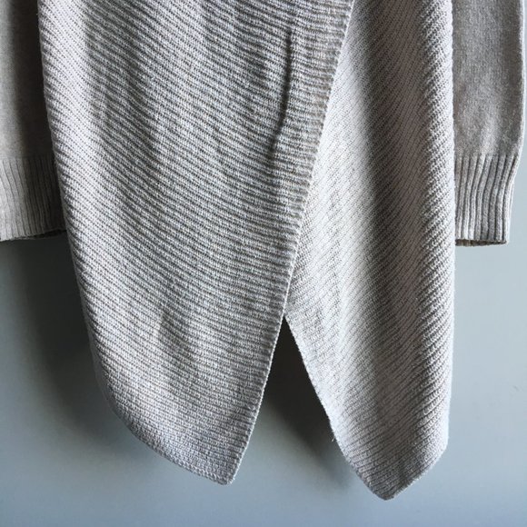 Oatmeal waterfall front cardigan wrap with button - Picture 7 of 16